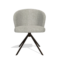 Silla de comedor Lazio 6511 en tela Taurus 01 (greige), base giratoria en espresso, vista frontal