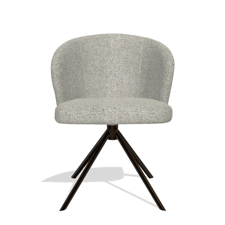 Silla de comedor Lazio 6511 en tela Taurus 01 (greige), base giratoria en espresso, vista frontal