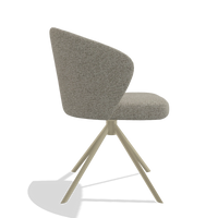 Dining Chair Lazio 6511 in Taurus 05 fabric (sage), champagne swivel base, side view