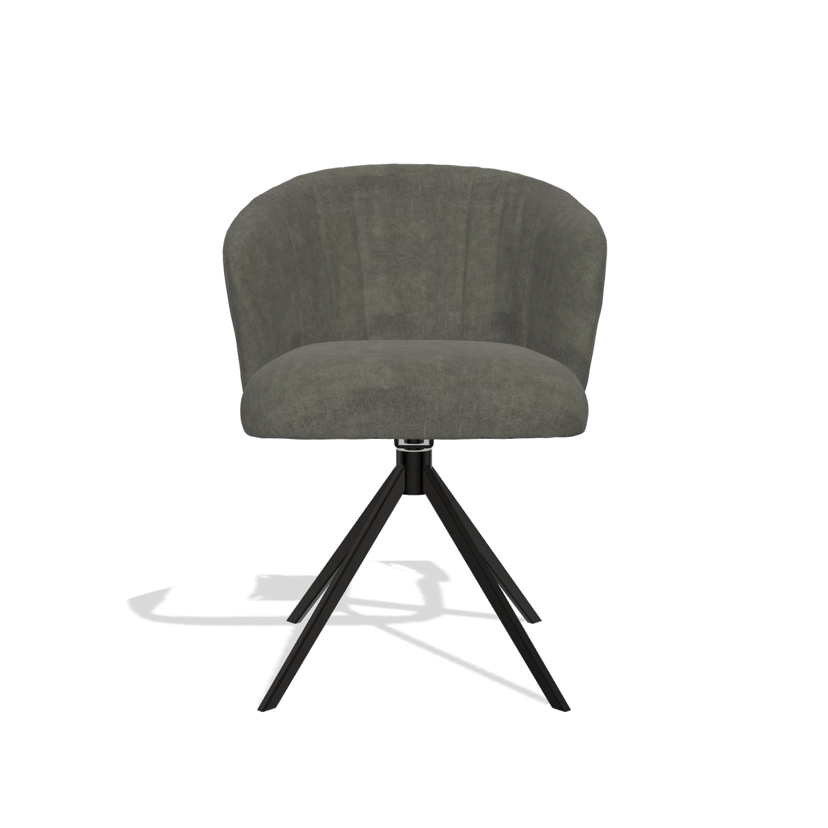 Dining Chair Lecce 6703 in Adore 156 fabric (dark grey), black swivel base, front view
