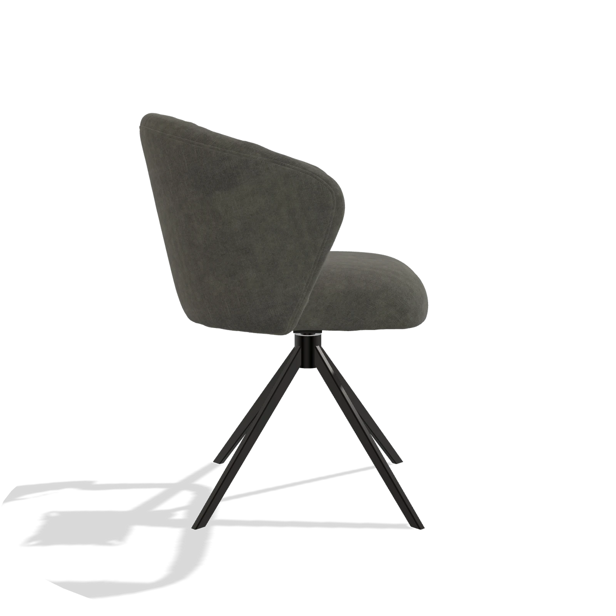 Dining Chair Lecce 6703 in Adore 156 fabric (dark grey), black swivel base, side view