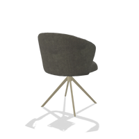 Dining Chair Lecce 6703 in Adore 156 fabric (dark grey), champagne swivel base, back angled view