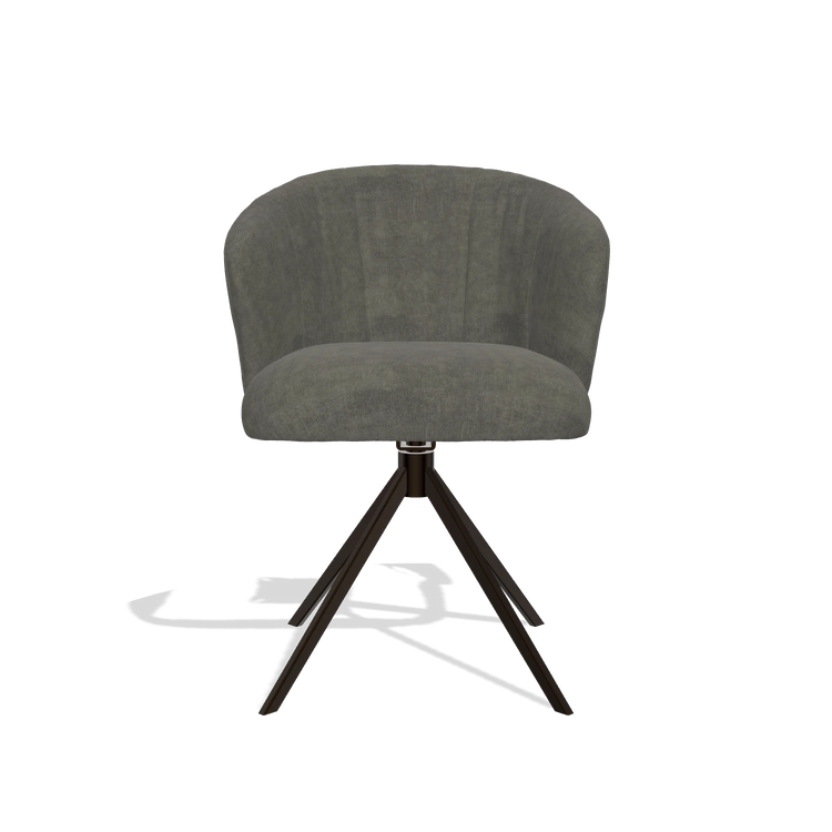 Dining Chair Lecce 6703 in Adore 156 fabric (dark grey), espresso swivel base, front view