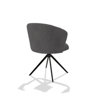 Dining Chair Lecce 6703 in Adore 180 fabric (dark grey), black swivel base, back angled view