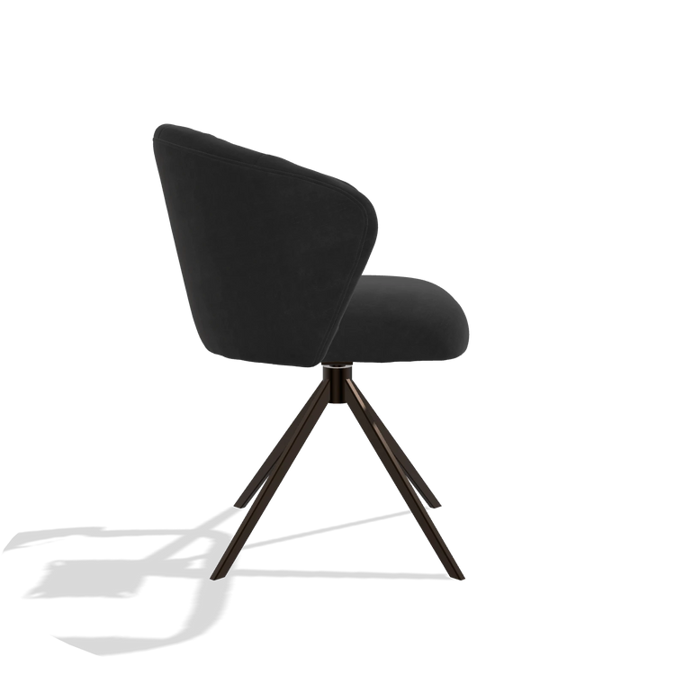 Esszimmerstuhl Lecce 6703 in Stoff Adore 67 (Schwarz), Drehfuß in Espresso, Seitenansicht