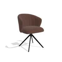 Dining Chair Lecce 6703 in Ascot Brick fabric (chocolate), black swivel base, angled view
