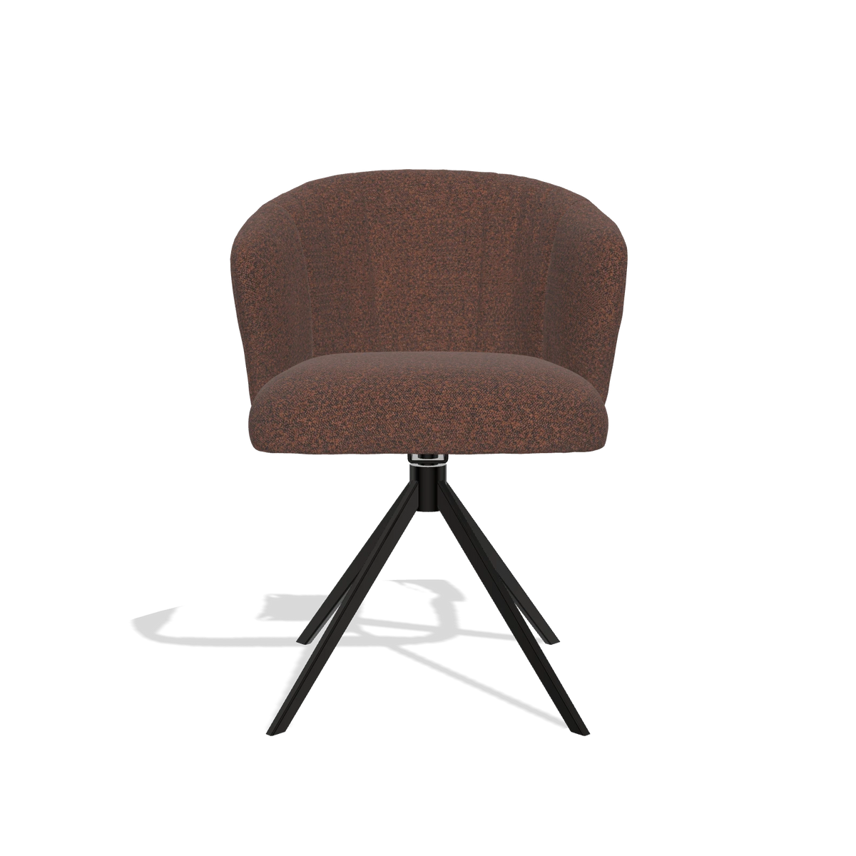 Dining Chair Lecce 6703 in Ascot Brick fabric (chocolate), black swivel base, front view
