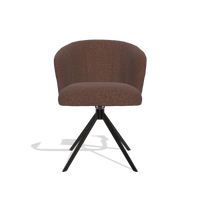 Dining Chair Lecce 6703 in Ascot Brick fabric (chocolate), black swivel base, front view