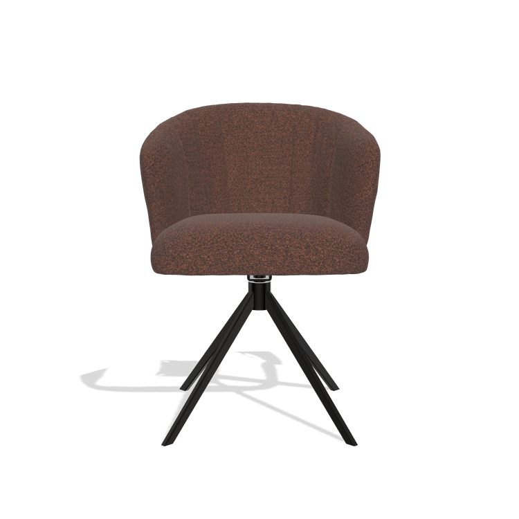 Dining Chair Lecce 6703 in Ascot Brick fabric (chocolate), black swivel base, front view