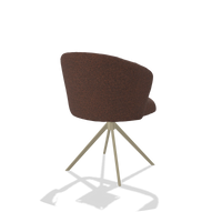 Dining Chair Lecce 6703 in Ascot Brick fabric (chocolate), champagne swivel base, back angled view