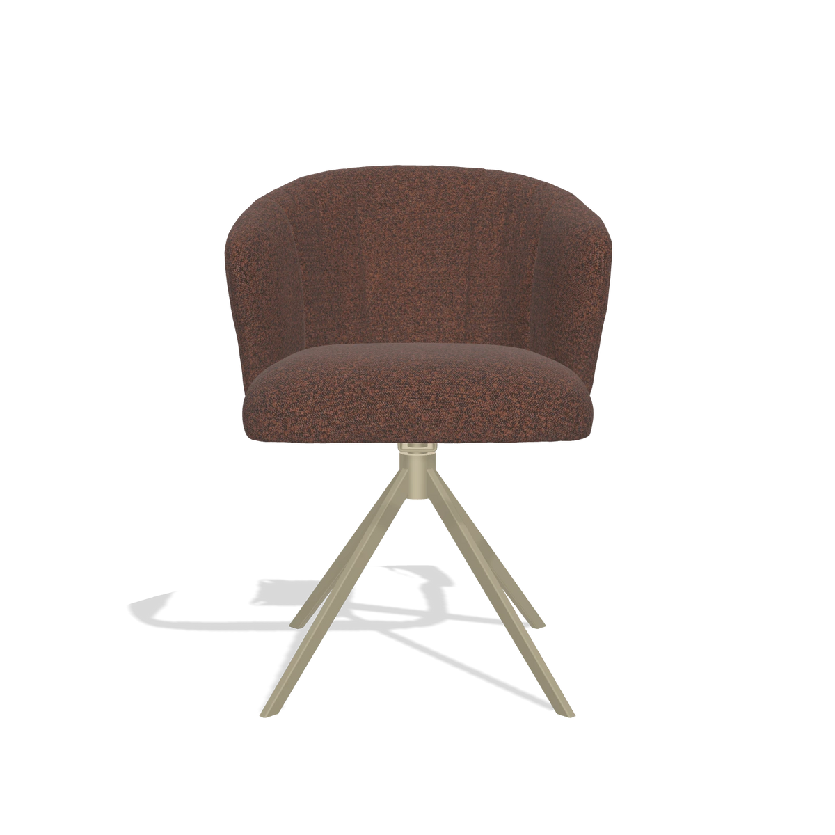 Dining Chair Lecce 6703 in Ascot Brick fabric (chocolate), champagne swivel base, front view