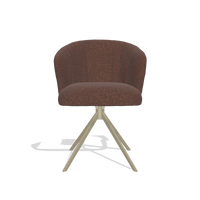 Dining Chair Lecce 6703 in Ascot Brick fabric (chocolate), champagne swivel base, front view