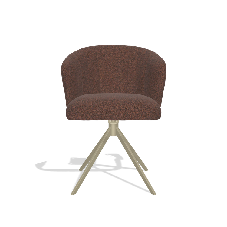 Dining Chair Lecce 6703 in Ascot Brick fabric (chocolate), champagne swivel base, front view