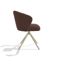 Dining Chair Lecce 6703 in Ascot Brick fabric (chocolate), champagne swivel base, side view