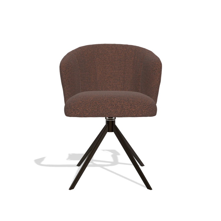 Dining Chair Lecce 6703 in Ascot Brick fabric (chocolate), espresso swivel base, front view