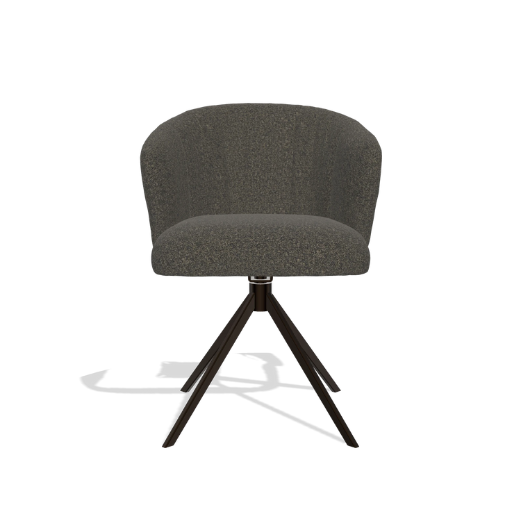 Esszimmerstuhl Lecce 6703 in Stoff Ascot Mouse (Schokobraun), Drehfuß in Espresso, Vorderansicht