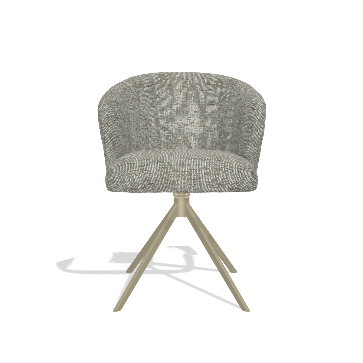 Dining Chair Lecce 6703 in Be Fine 120 fabric (grey), champagne swivel base, front view