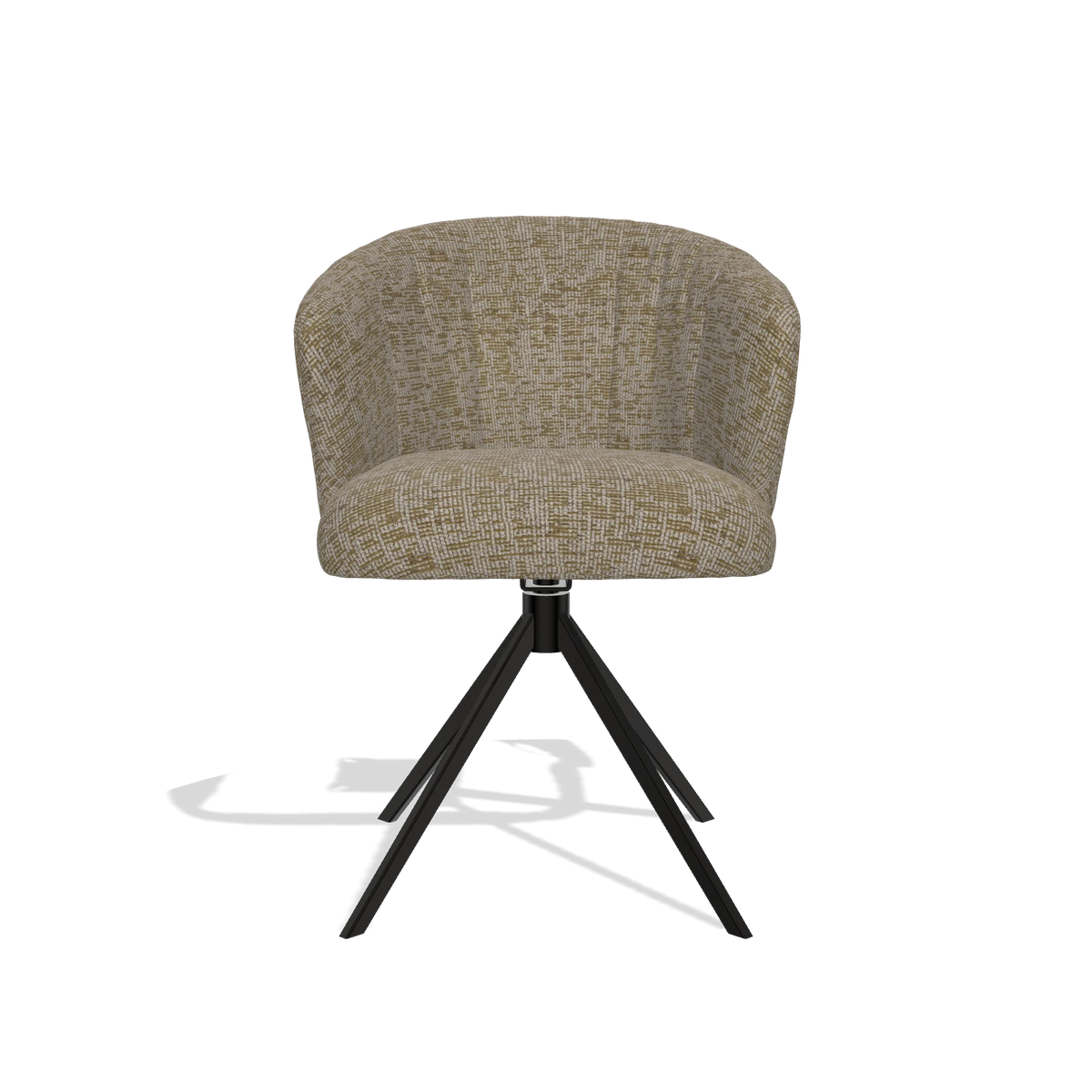 Silla de comedor Lecce 6703 en tela Be Fine 25 (topo), base giratoria en negro, vista frontal