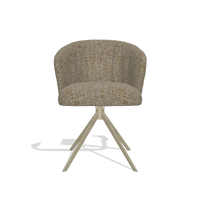 Silla de comedor Lecce 6703 en tela Be Fine 25 (topo), base giratoria en champán, vista frontal