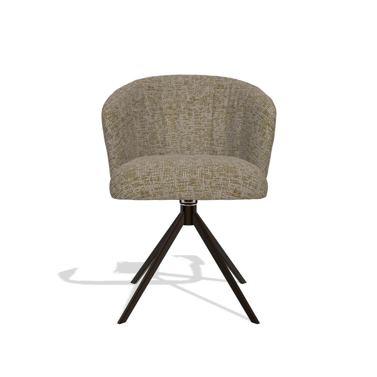 Silla de comedor Lecce 6703 en tela Be Fine 25 (topo), base giratoria en espresso, vista frontal