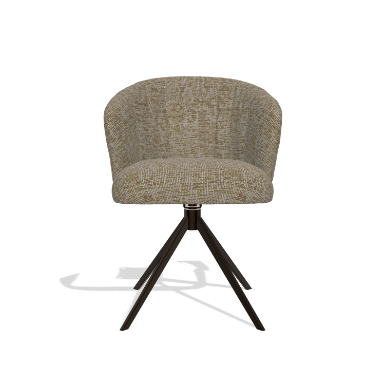 Silla de comedor Lecce 6703 en tela Be Fine 25 (topo), base giratoria en espresso, vista frontal