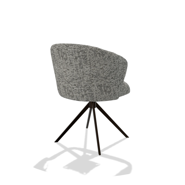 Eetkamerstoel Lecce 6703 in stof Be Fine 45 (taupe), draaivoet in espresso, schuin achteraanzicht