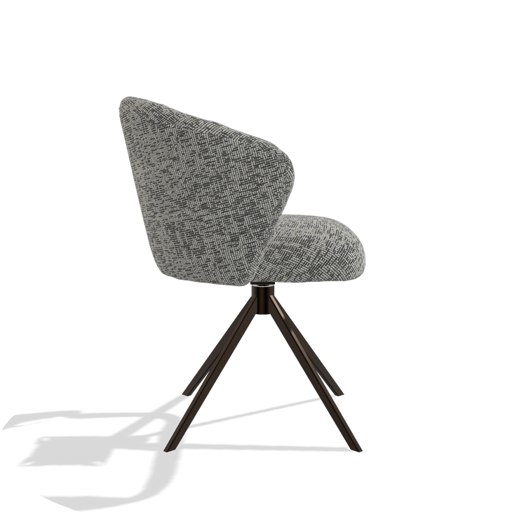Eetkamerstoel Lecce 6703 in stof Be Fine 45 (taupe), draaivoet in espresso, zijaanzicht
