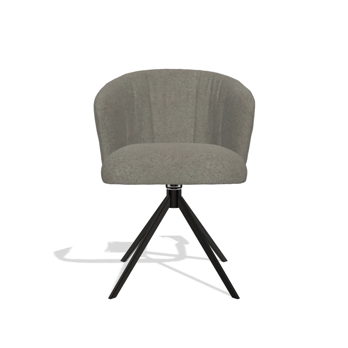 Chaise de salle à manger Lecce 6703 en tissu Boogie 12 (gris foncé), pied pivotant en noir, vue de face