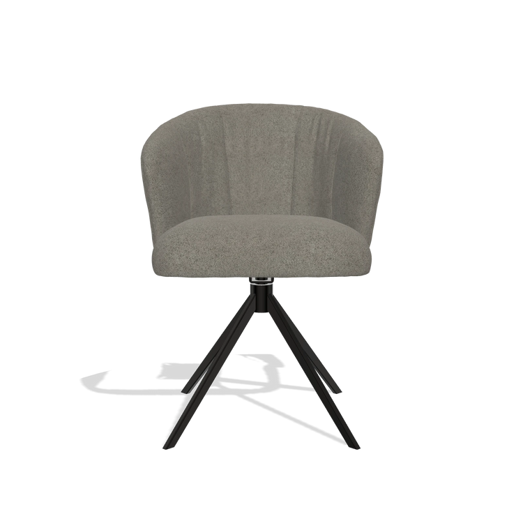 Chaise de salle à manger Lecce 6703 en tissu Boogie 12 (gris foncé), pied pivotant en noir, vue de face