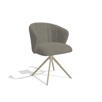 Chaise de salle à manger Lecce 6703 en tissu Boogie 12 (gris foncé), pied pivotant en champagne, vue de trois-quarts
