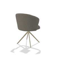 Chaise de salle à manger Lecce 6703 en tissu Boogie 12 (gris foncé), pied pivotant en champagne, vue de trois-quarts arrière