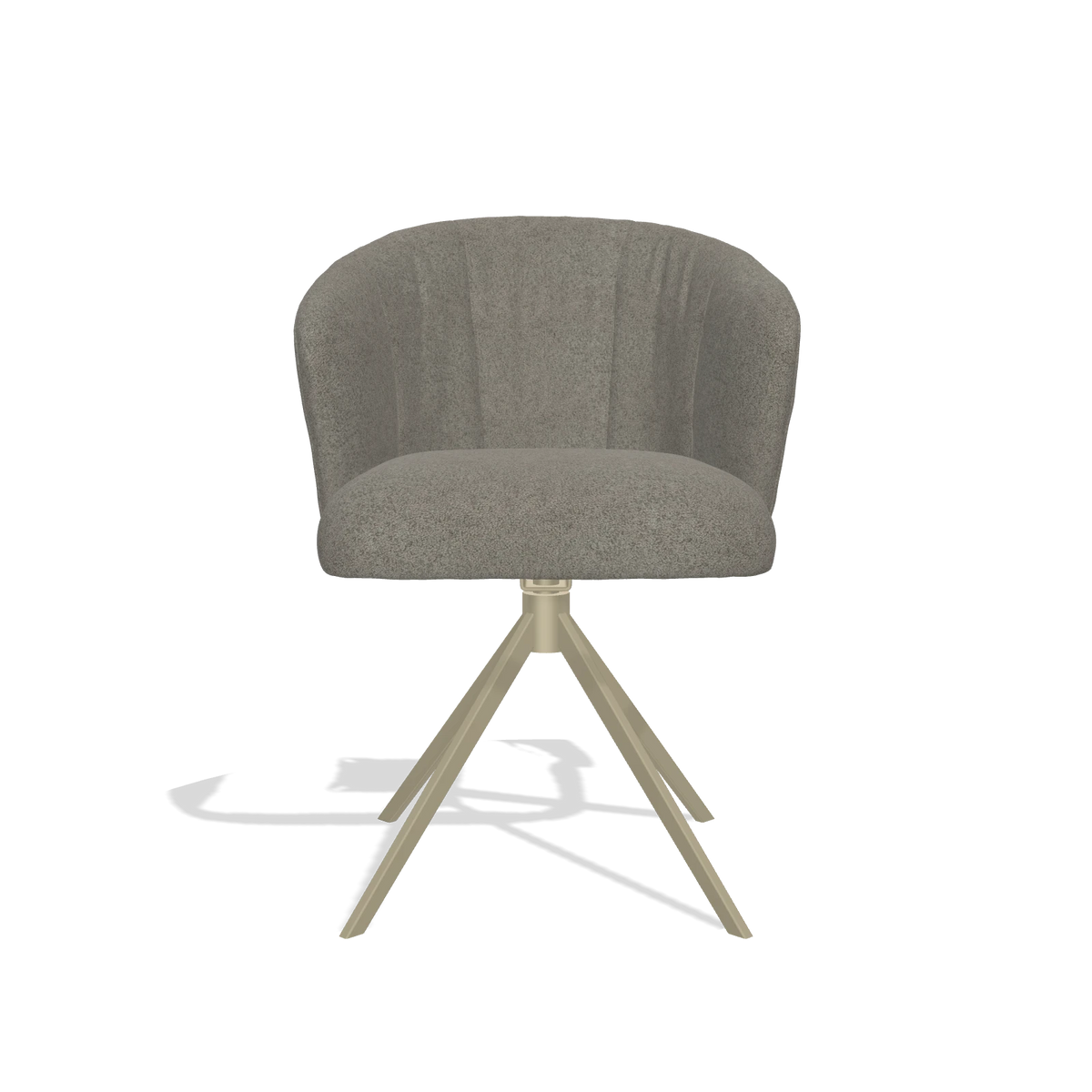 Chaise de salle à manger Lecce 6703 en tissu Boogie 12 (gris foncé), pied pivotant en champagne, vue de face