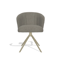 Chaise de salle à manger Lecce 6703 en tissu Boogie 12 (gris foncé), pied pivotant en champagne, vue de face