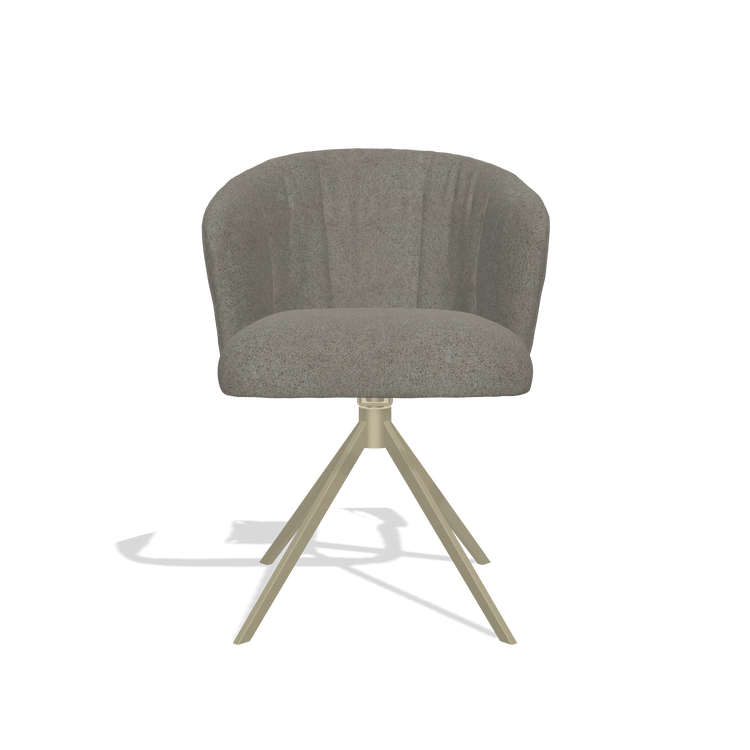 Chaise de salle à manger Lecce 6703 en tissu Boogie 12 (gris foncé), pied pivotant en champagne, vue de face