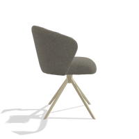 Chaise de salle à manger Lecce 6703 en tissu Boogie 12 (gris foncé), pied pivotant en champagne, vue de profil