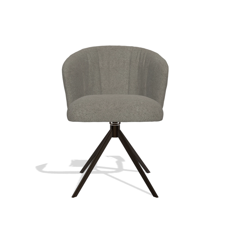 Chaise de salle à manger Lecce 6703 en tissu Boogie 12 (gris foncé), pied pivotant en espresso, vue de face