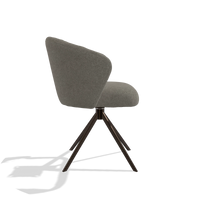 Chaise de salle à manger Lecce 6703 en tissu Boogie 12 (gris foncé), pied pivotant en espresso, vue de profil