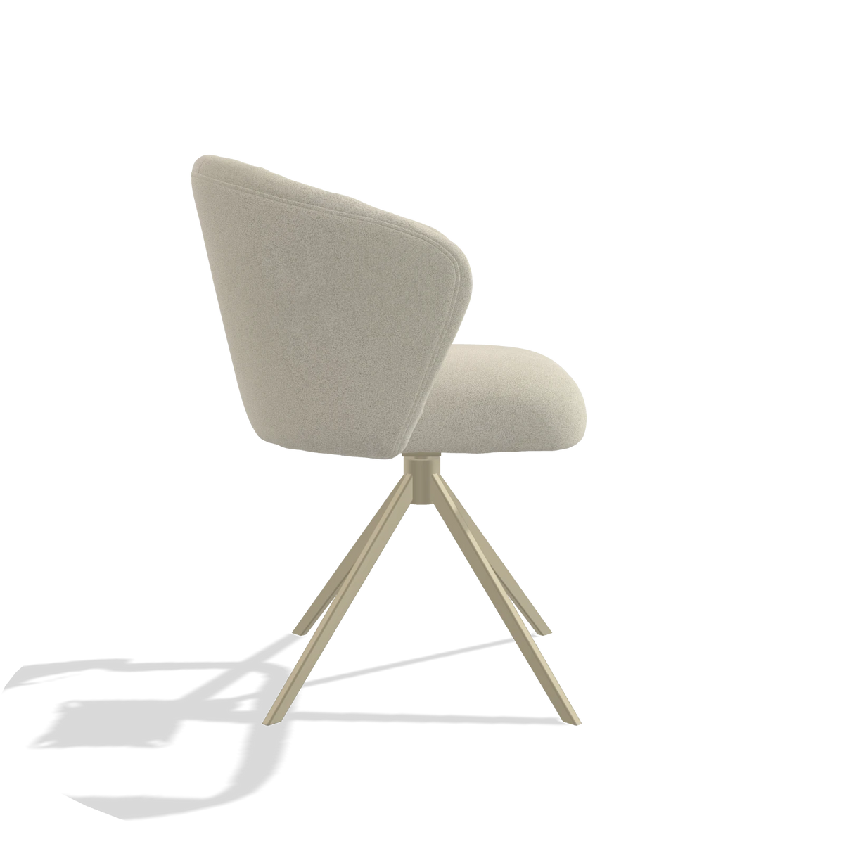 Dining Chair Lecce 6703 in Boogie 84 fabric (light grey), champagne swivel base, side view