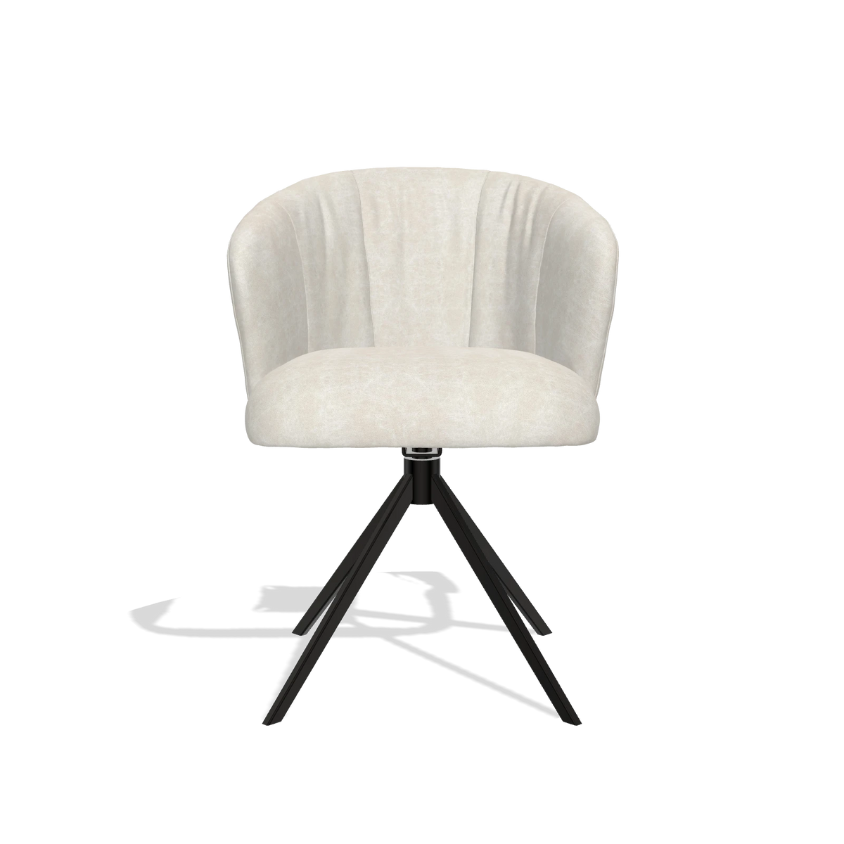 Dining Chair Lecce 6703 in Bull 05 fabric (light grey), black swivel base, front view