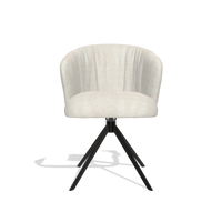 Dining Chair Lecce 6703 in Bull 05 fabric (light grey), black swivel base, front view