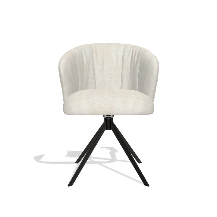 Dining Chair Lecce 6703 in Bull 05 fabric (light grey), black swivel base, front view