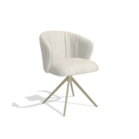 Dining Chair Lecce 6703 in Bull 05 fabric (light grey), champagne swivel base, angled view