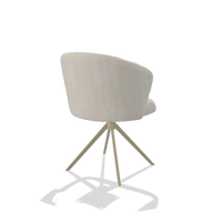 Dining Chair Lecce 6703 in Bull 05 fabric (light grey), champagne swivel base, back angled view