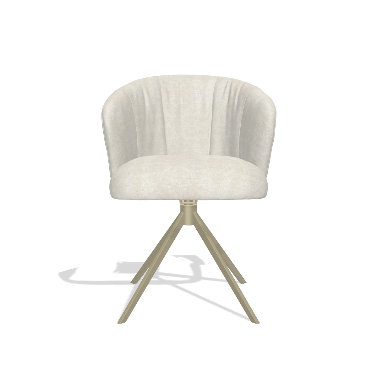 Dining Chair Lecce 6703 in Bull 05 fabric (light grey), champagne swivel base, front view