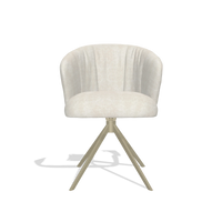 Dining Chair Lecce 6703 in Bull 05 fabric (light grey), champagne swivel base, front view