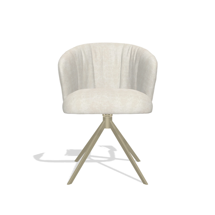 Dining Chair Lecce 6703 in Bull 05 fabric (light grey), champagne swivel base, front view