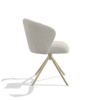 Dining Chair Lecce 6703 in Bull 05 fabric (light grey), champagne swivel base, side view
