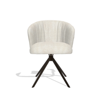 Dining Chair Lecce 6703 in Bull 05 fabric (light grey), espresso swivel base, front view