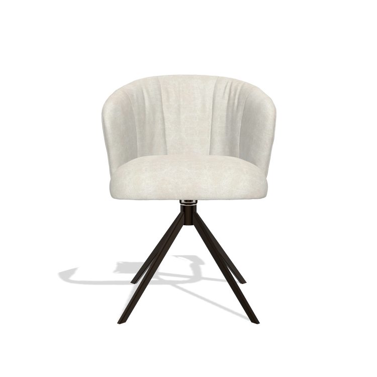 Dining Chair Lecce 6703 in Bull 05 fabric (light grey), espresso swivel base, front view