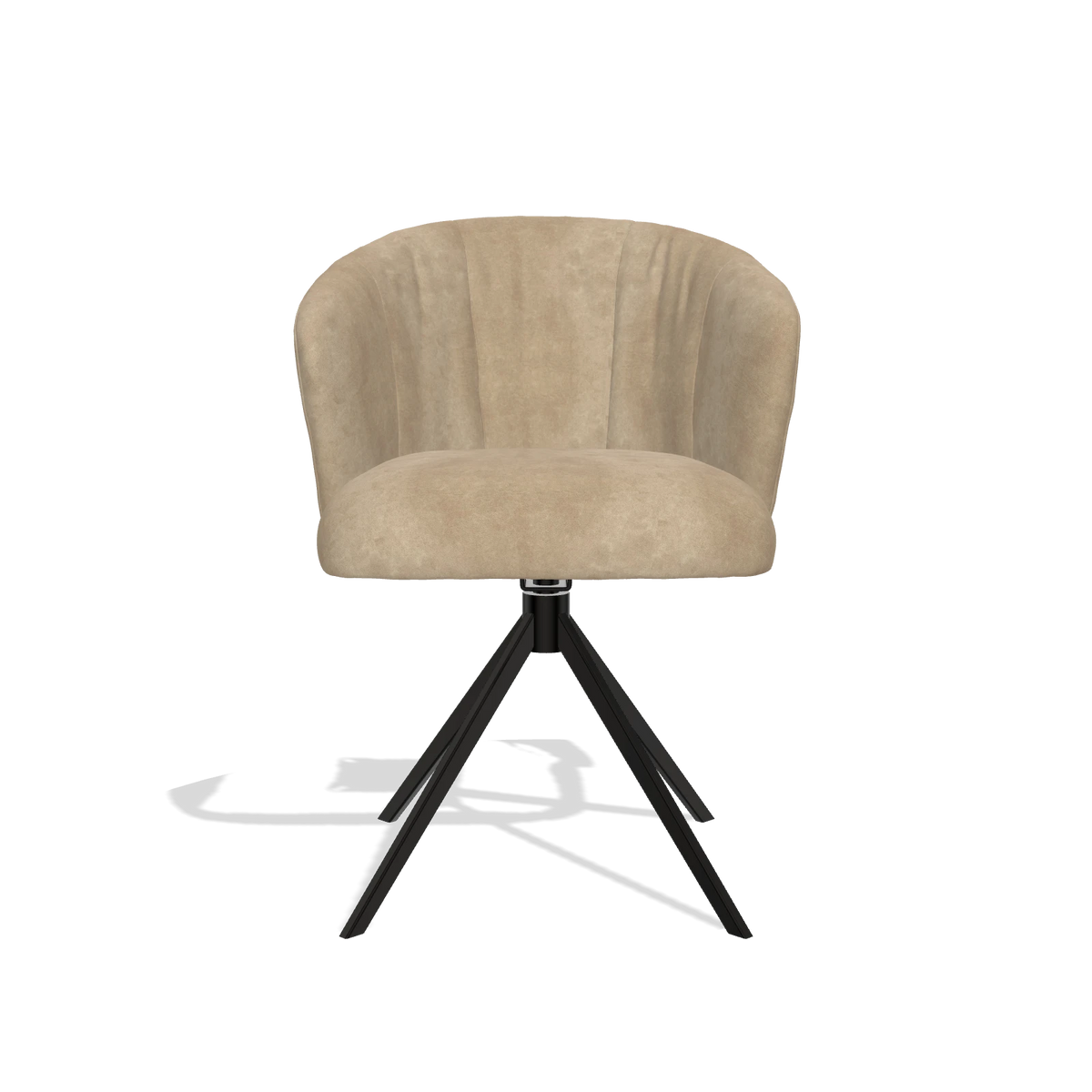 Dining Chair Lecce 6703 in Bull 10 fabric (greige), black swivel base, front view